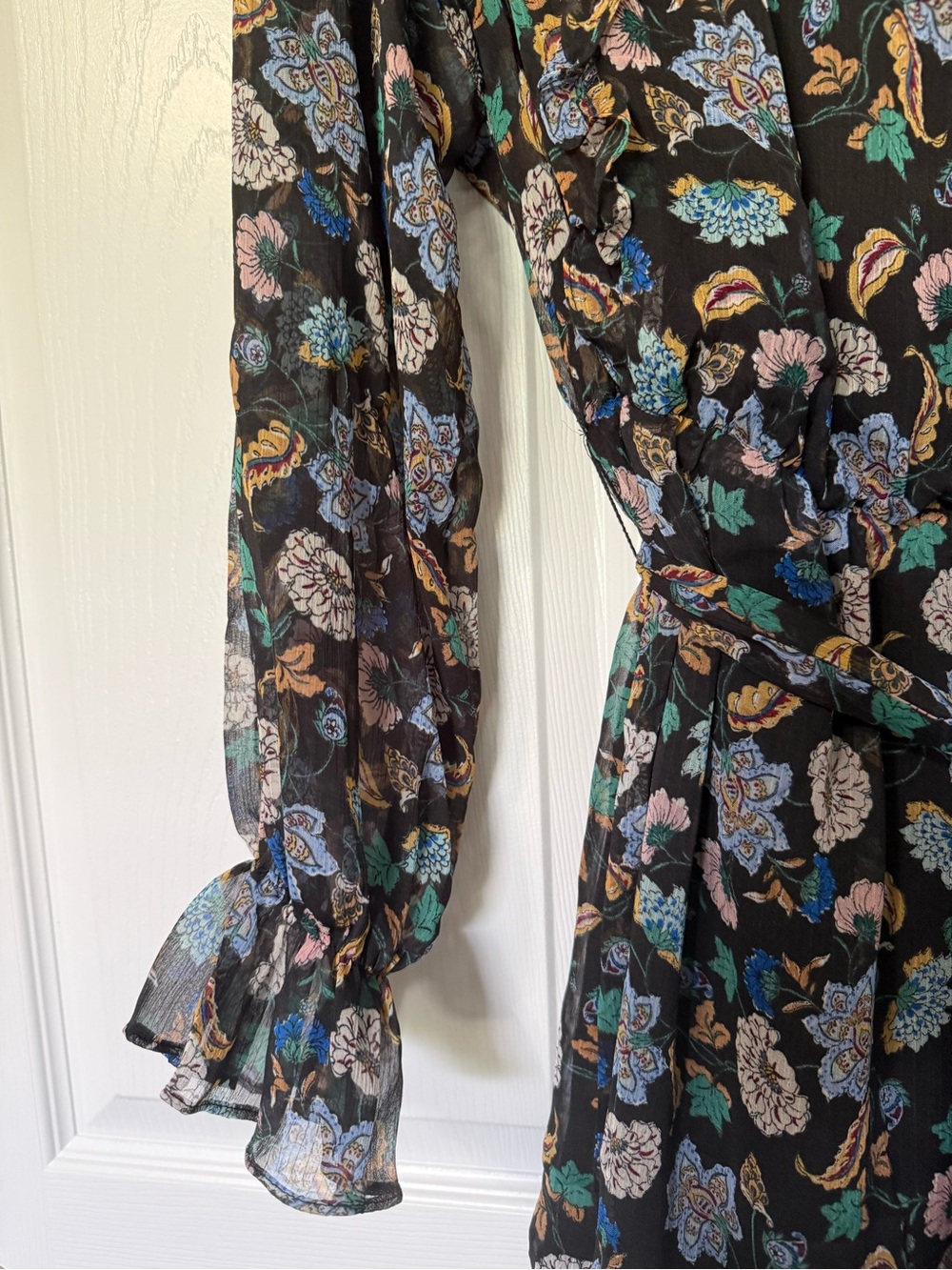 MNG Mango NWT Floral Long-Sleeve Chiffon Dress- 8 - Picture 4 of 10